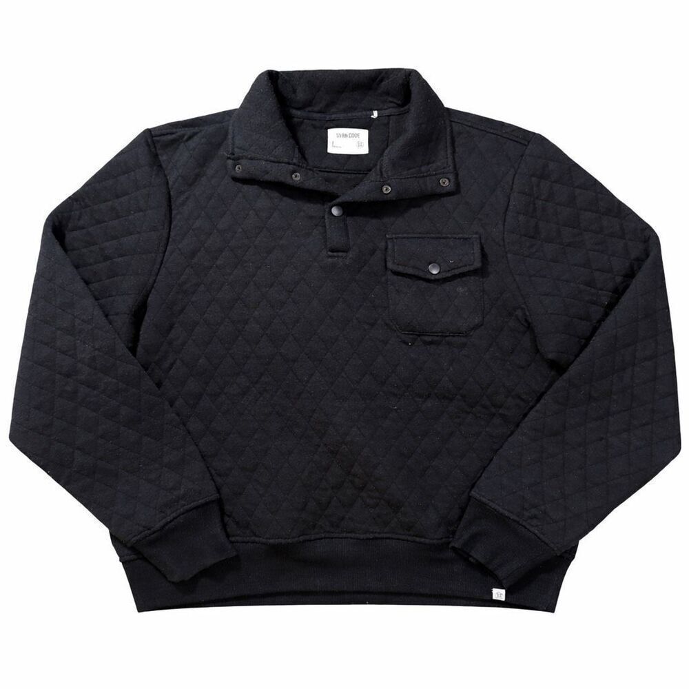 Sovereign Code Columbia Mock Neck Quilted Pullover Mens Large Black